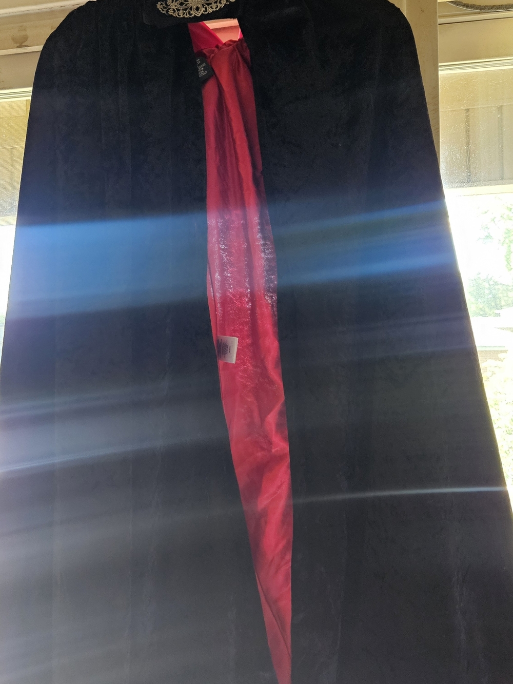 Black Velvet Cape with Red Lining with Hood
